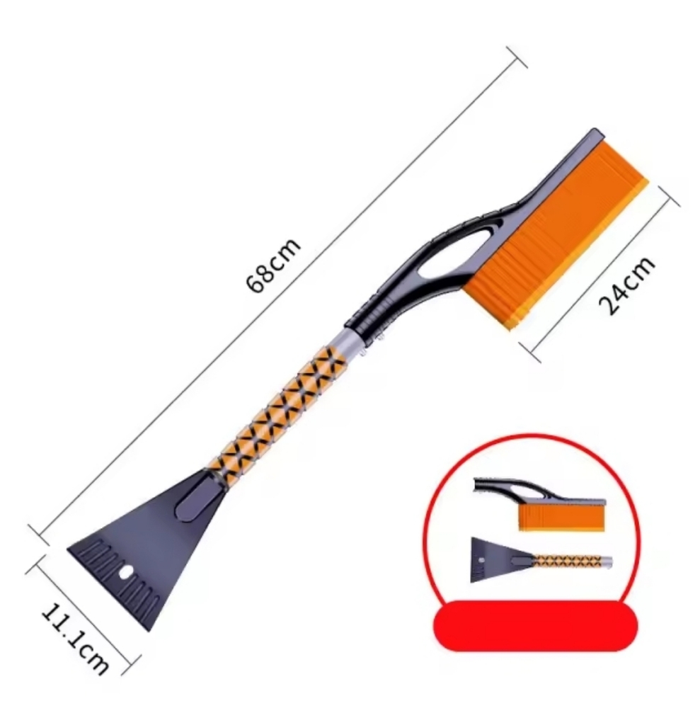 Orange and Black Ice Scraper with Brush